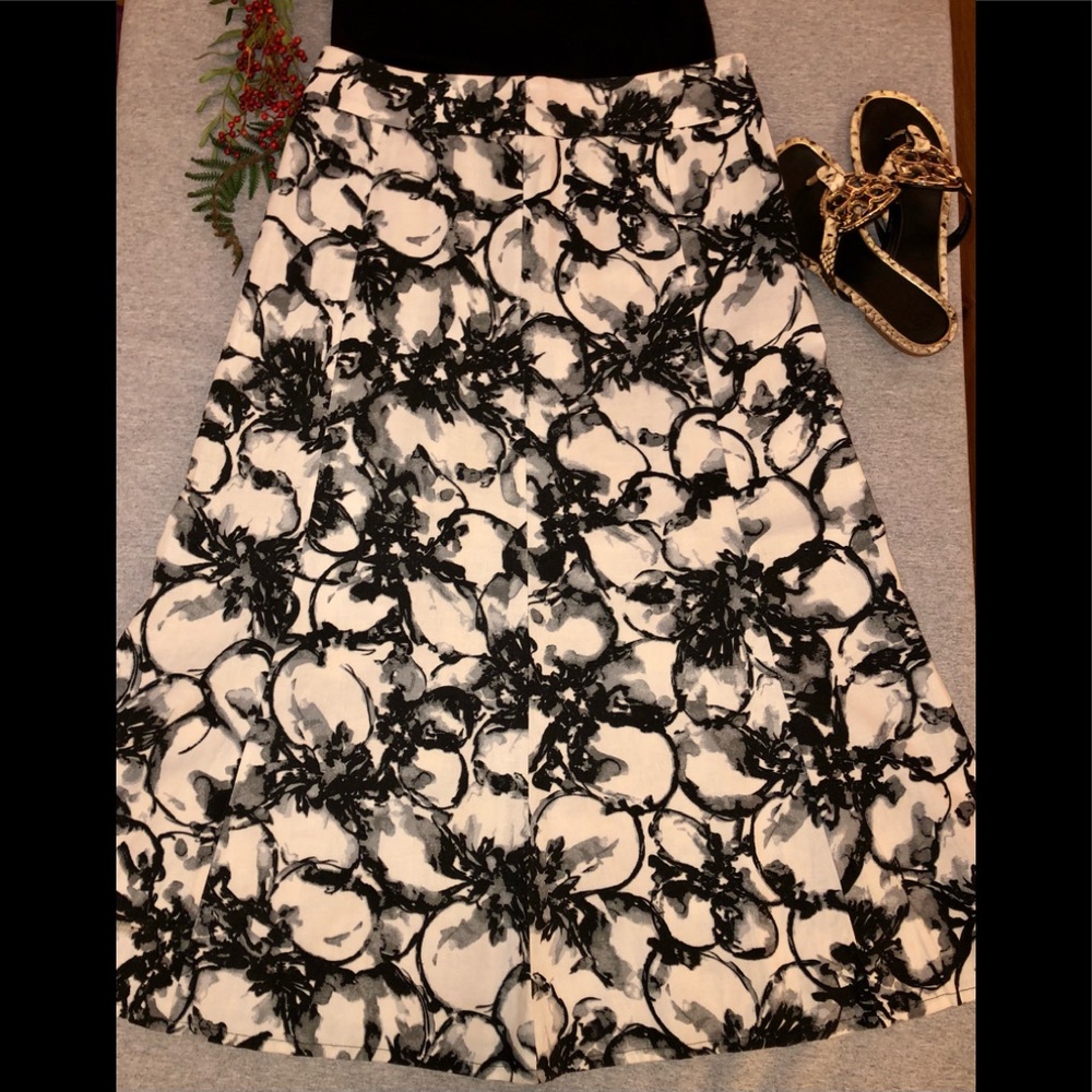 Kasper Linen Skirt, Black & White, Size 6, Kasper Essential Sportswear